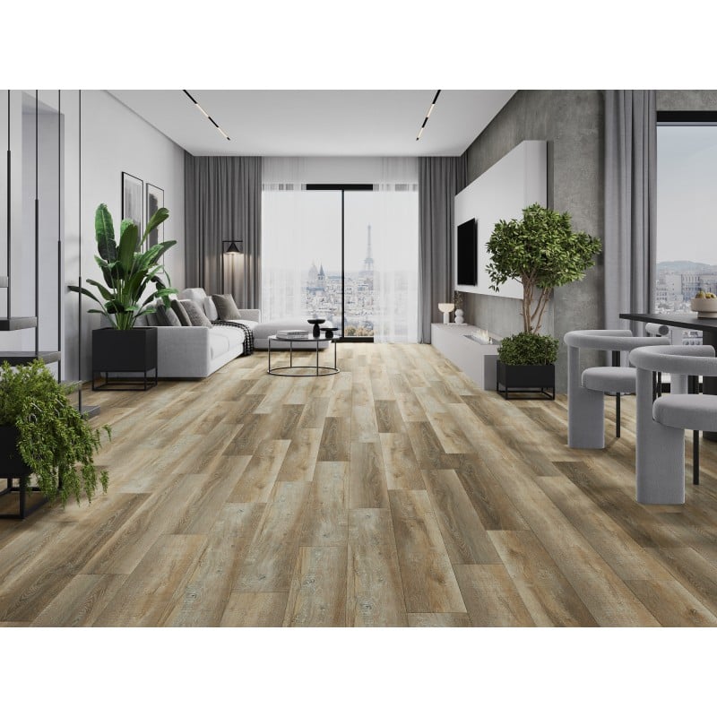 Mexen Cortland échantillon de panneaux vinyles SPC 6,5 mm, sous-couche IXPE 1,5 mm, 4 V-Joint, Chêne - F1008-S