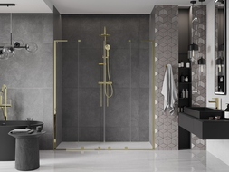 Mexen Velar L Duo porte de douche coulissante 170 cm, transparent, dorée - 871-170-003-02-50