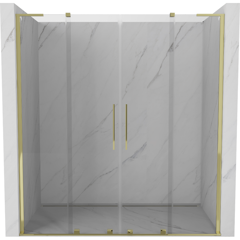 Mexen Velar L Duo portes de douche coulissantes 200 cm, transparentes, dorées - 871-200-003-02-50