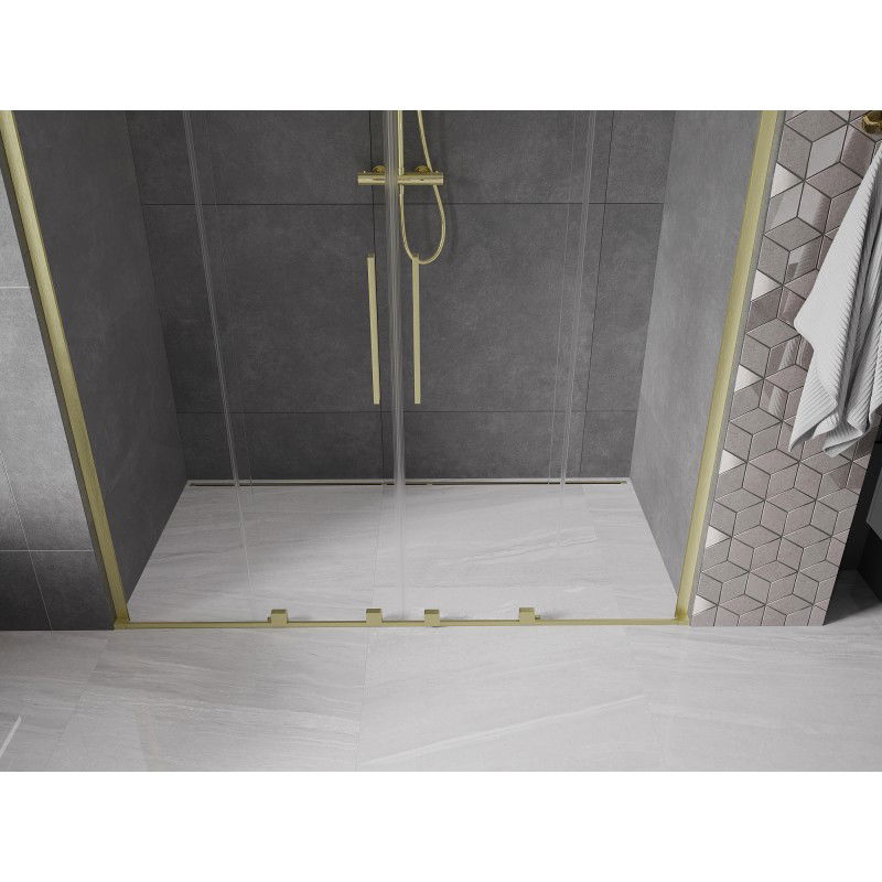 Mexen Velar L Duo porte de douche coulissante 180 cm, transparent, or brossé - 871-180-003-02-55