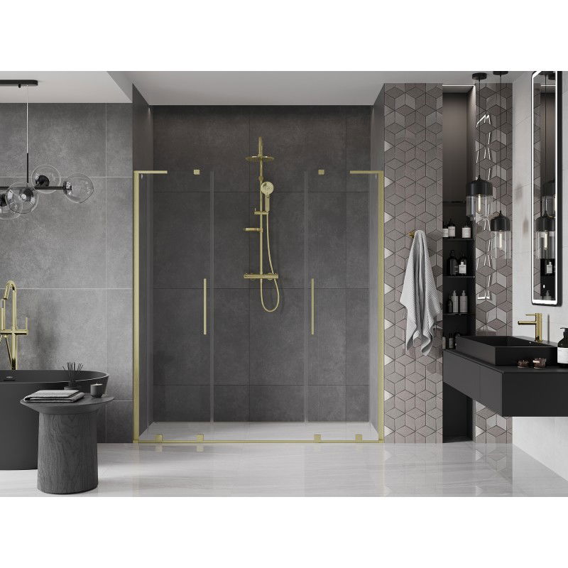 Mexen Velar L Duo porte de douche coulissante 180 cm, transparent, or brossé - 871-180-003-02-55