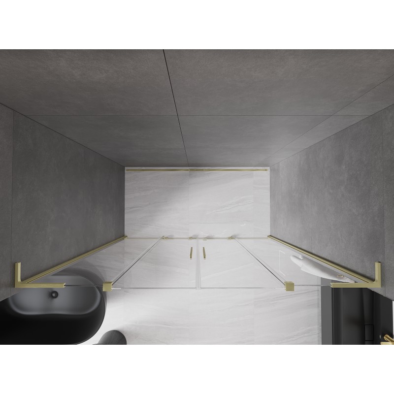 Mexen Velar L Duo portes de douche coulissantes 200 cm, transparent, or brossé - 871-200-003-02-55