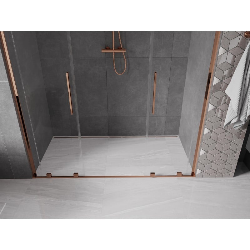 Mexen Velar L Duo porte de douche coulissante 200 cm, transparent, or rose - 871-200-003-02-60
