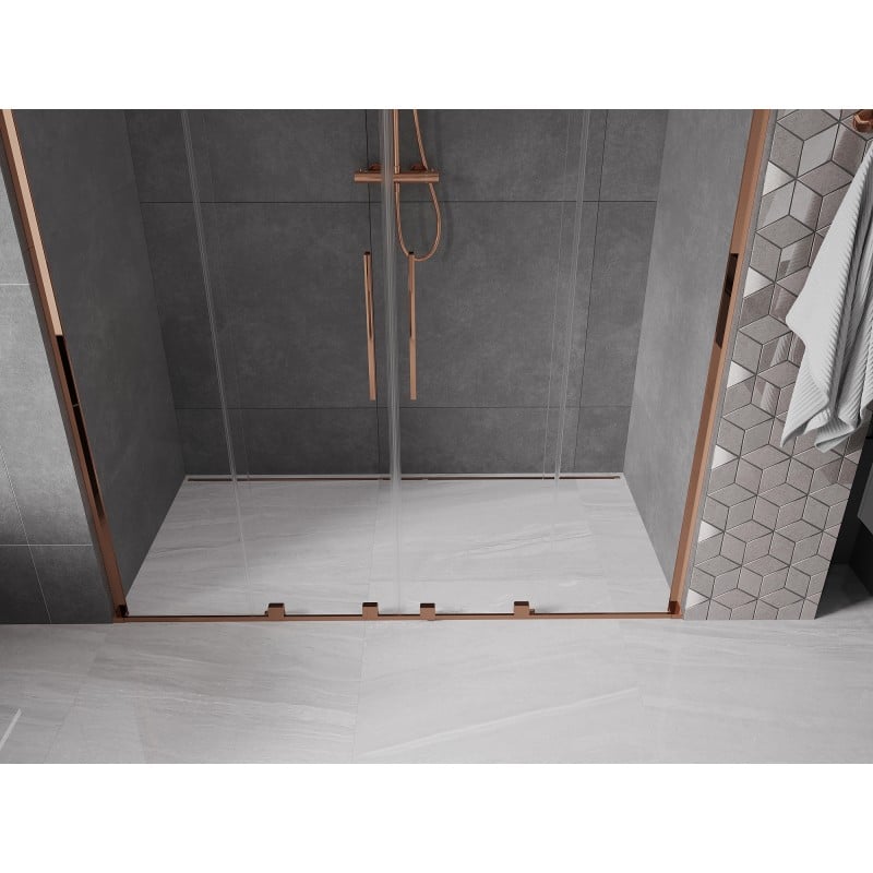 Mexen Velar L Duo porte de douche coulissante 200 cm, transparent, or rose - 871-200-003-02-60