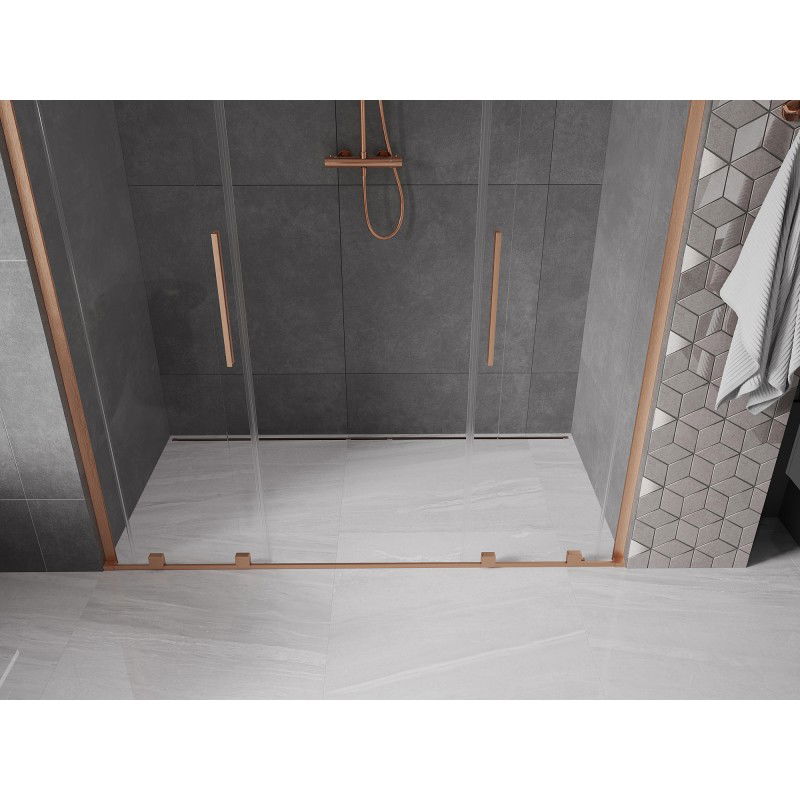 Mexen Velar L Duo porte de douche coulissantes 180 cm, transparent, cuivre brossé - 871-180-003-02-65