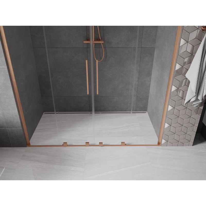 Mexen Velar L Duo portes de douche coulissantes 200 cm, transparentes, cuivre brossé - 871-200-003-02-65