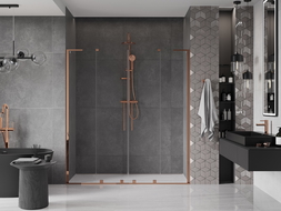 Mexen Velar L Duo portes de douche coulissantes 180 cm, transparent, or rose - 871-180-003-02-60