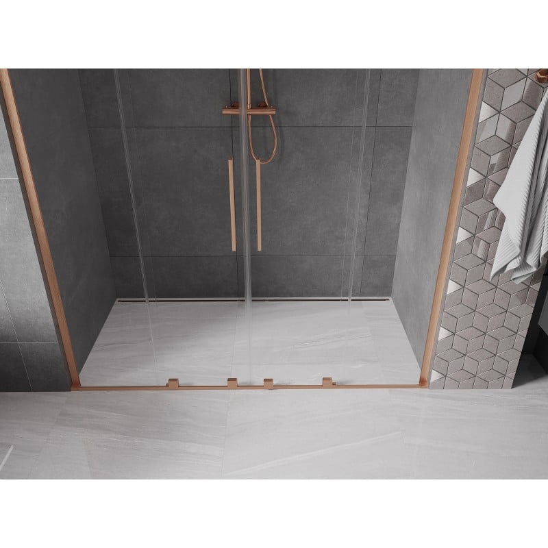 Mexen Velar L Duo porte de douche coulissantes 180 cm, transparent, cuivre brossé - 871-180-003-02-65