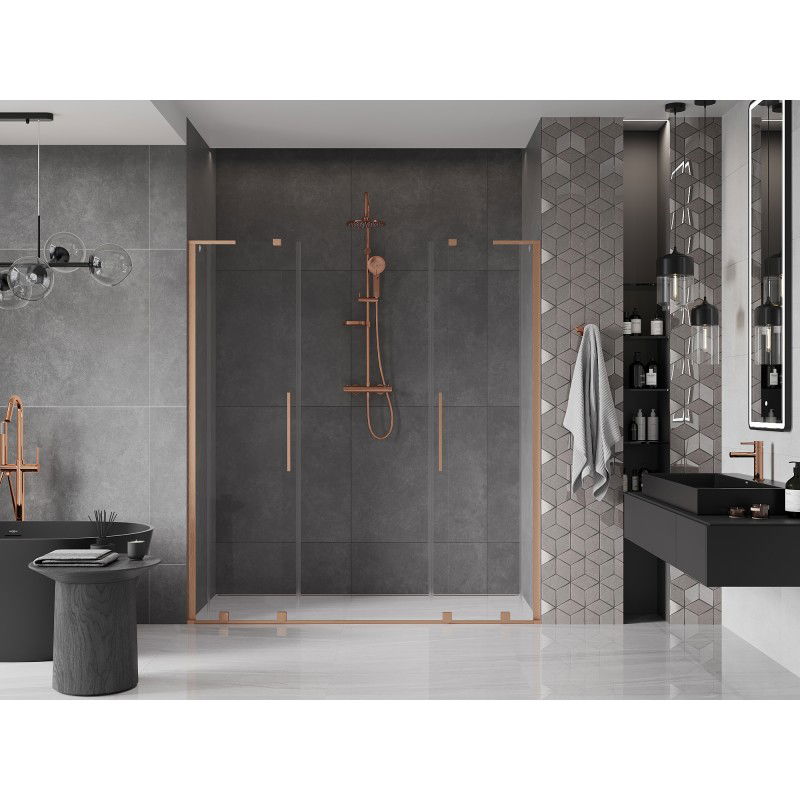 Mexen Velar L Duo porte de douche coulissantes 180 cm, transparent, cuivre brossé - 871-180-003-02-65