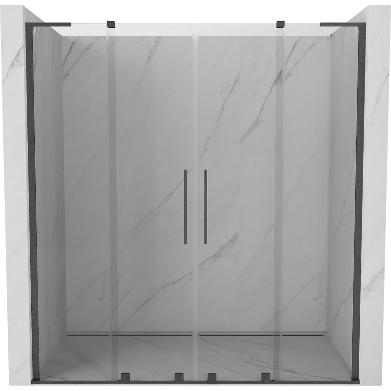 Mexen Velar L Duo portes de douche coulissantes 200 cm, transparent, gris canon brossé - 871-200-003-02-66