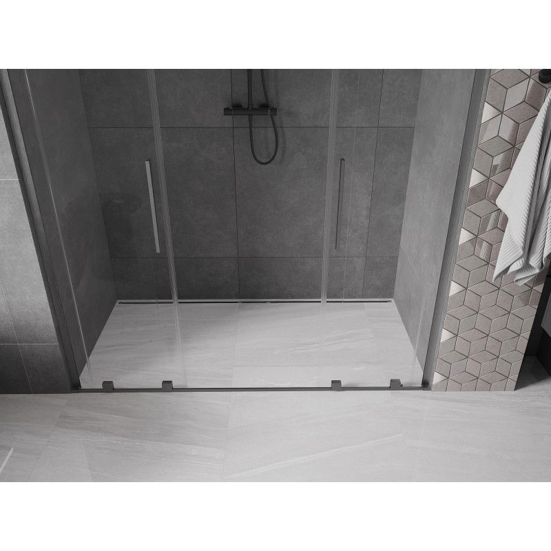 Mexen Velar L Duo porte de douche coulissantes 200 cm, transparent, gris canon brossé - 871-200-003-02-66