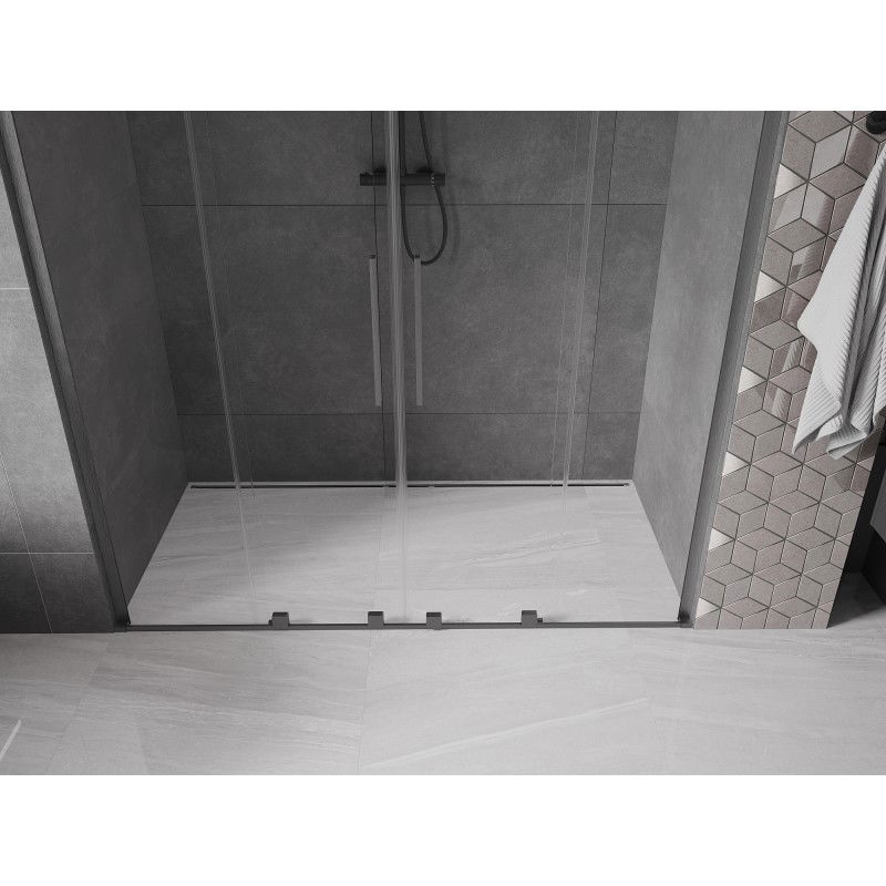 Mexen Velar L Duo porte de douche coulissante 180 cm, transparent, gris pistolet brossé - 871-180-003-02-66