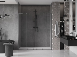 Mexen Velar L Duo porte de douche coulissante 180 cm, transparent, gris pistolet brossé - 871-180-003-02-66