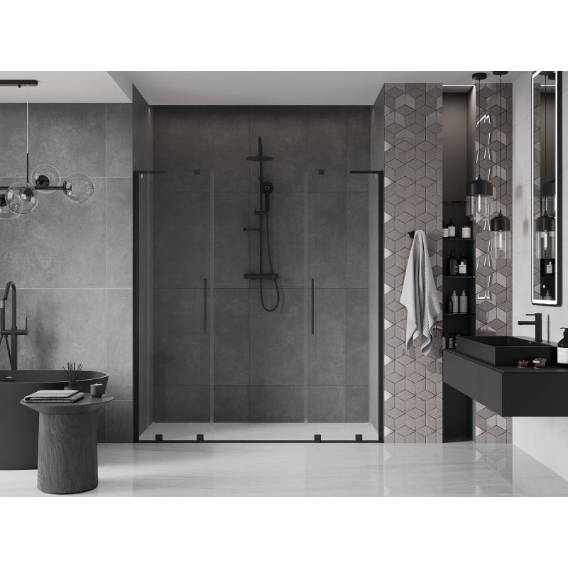 Mexen Velar L Duo porte de douche coulissante 170 cm, transparent, noir - 871-170-003-02-70