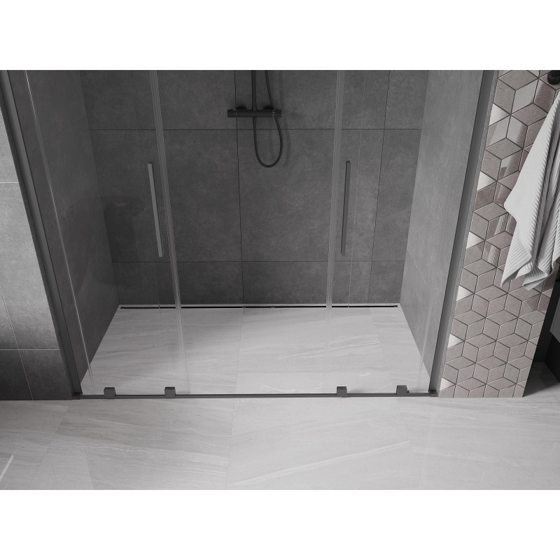 Mexen Velar L Duo portes de douche coulissantes 170 cm, transparent, métal gun - 871-170-003-02-95