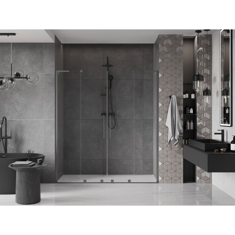 Mexen Velar L Duo portes de douche coulissantes 170 cm, transparent, gris fusil brossé - 871-170-003-02-66