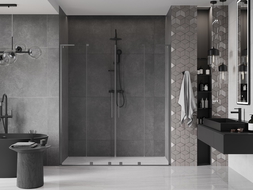 Mexen Velar L Duo porte de douche coulissante 170 cm, transparent, gris acier brossé - 871-170-003-02-66