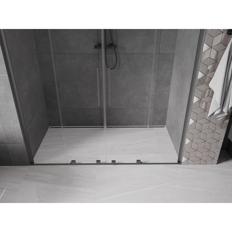 Mexen Velar L Duo portes de douche coulissantes 170 cm, transparent, métal gun - 871-170-003-02-95