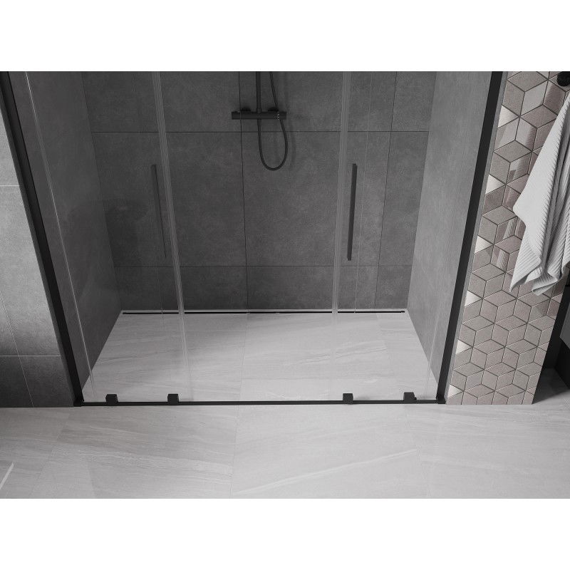 Mexen Velar L Duo portes de douche coulissantes 180 cm, transparentes, noires - 871-180-003-02-70