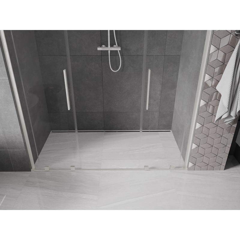 Mexen Velar L Duo porte de douche coulissante 170 cm, transparent, nickel brossé - 871-170-003-02-97