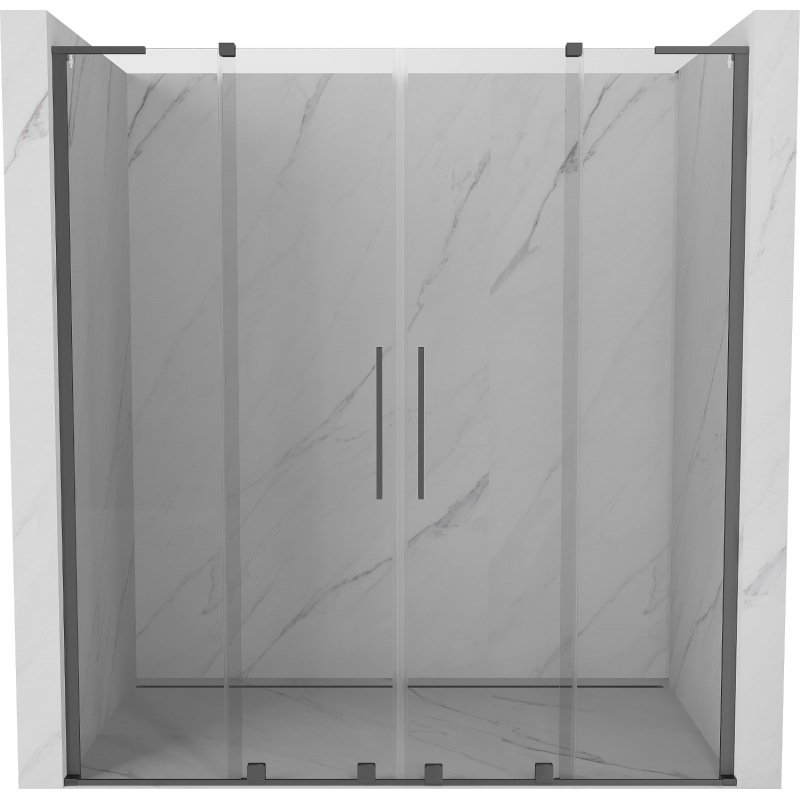 Mexen Velar L Duo portes de douche coulissantes 170 cm, transparent, métal gun - 871-170-003-02-95