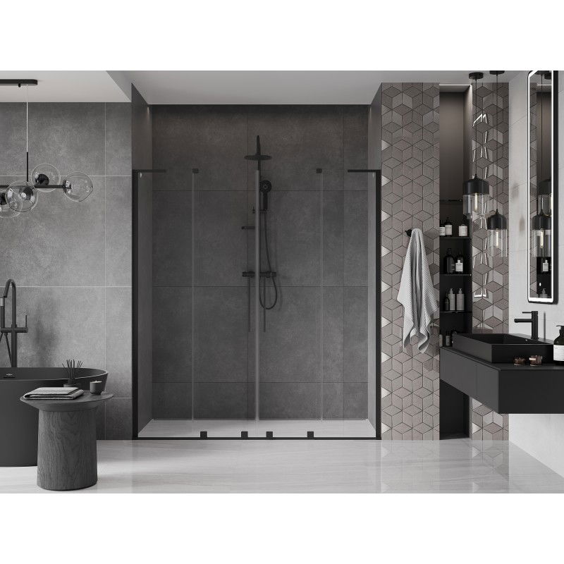 Mexen Velar L Duo portes de douche coulissantes 180 cm, transparentes, noires - 871-180-003-02-70