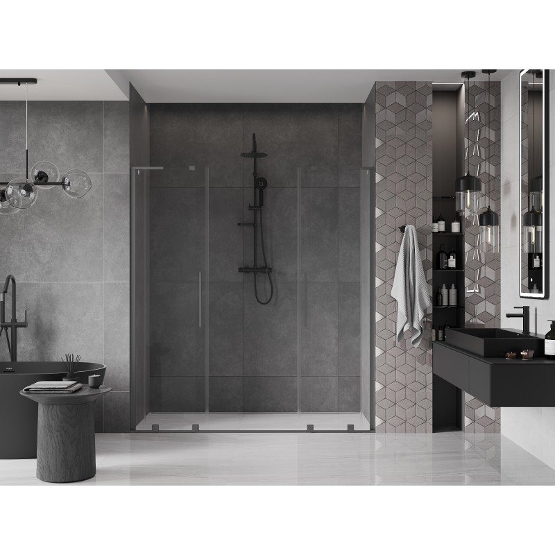 Mexen Velar L Duo portes de douche coulissantes 170 cm, transparent, métal gun - 871-170-003-02-95