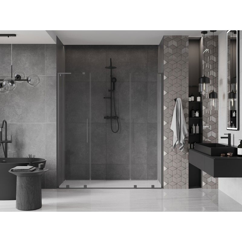Mexen Velar L Duo porte de douche coulissantes 180 cm, transparent, gun metal - 871-180-003-02-95