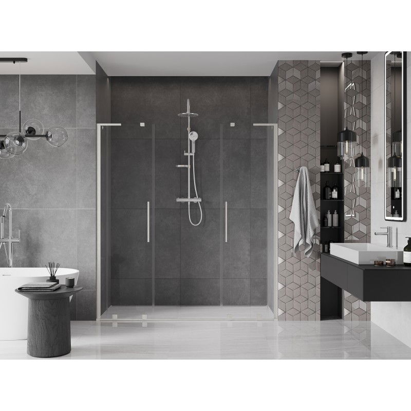 Mexen Velar L Duo portes de douche coulissantes 180 cm, transparent, nickel brossé - 871-180-003-02-97