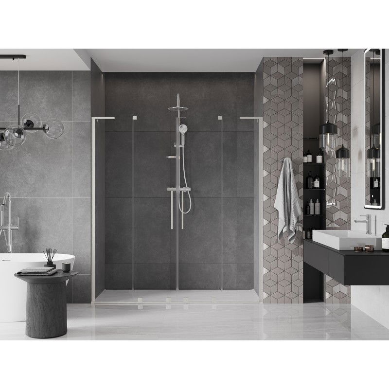 Mexen Velar L Duo portes de douche coulissantes 180 cm, transparent, nickel brossé - 871-180-003-02-97