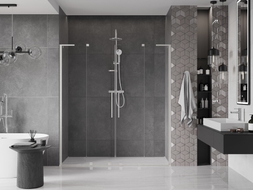 Mexen Velar L Duo portes de douche coulissantes 180 cm, transparent, nickel brossé - 871-180-003-02-97