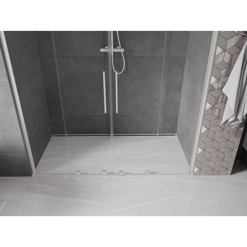 Mexen Velar L Duo portes de douche coulissantes 180 cm, transparent, nickel brossé - 871-180-003-02-97
