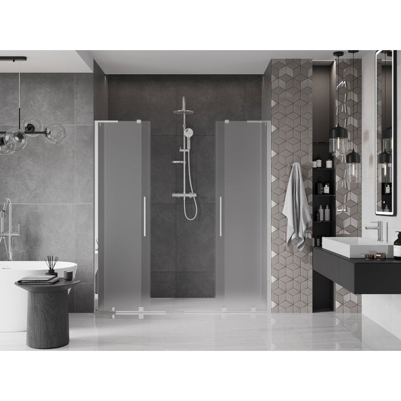 Mexen Velar L Duo portes de douche coulissantes 200 cm, givré, chrome - 871-200-003-32-01