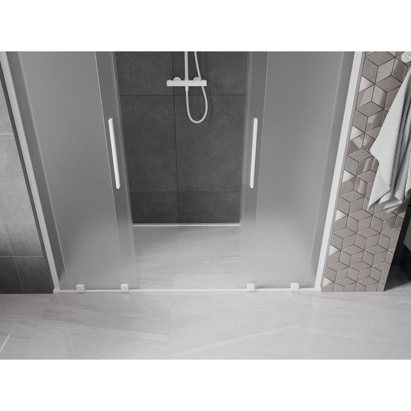 Mexen Velar L Duo portes de douche coulissantes 200 cm, givré, blanc - 871-200-003-32-20