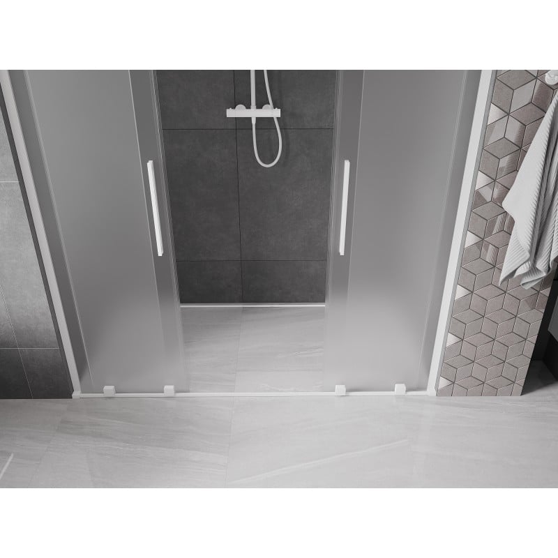 Mexen Velar L Duo porte de douche coulissante 180 cm, givrée, blanche - 871-180-003-32-20
