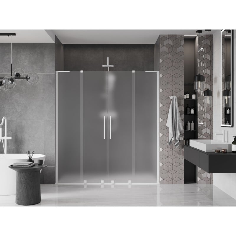 Mexen Velar L Duo porte de douche coulissante 180 cm, givrée, blanche - 871-180-003-32-20