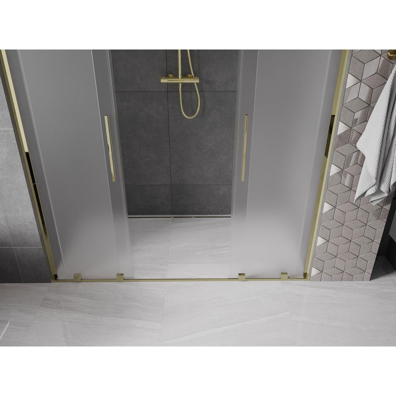 Mexen Velar L Duo porte de douche coulissante 170 cm, givré, or - 871-170-003-32-50