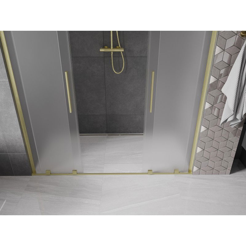Mexen Velar L Duo portes de douche coulissantes 180 cm, givré, or brossé - 871-180-003-32-55