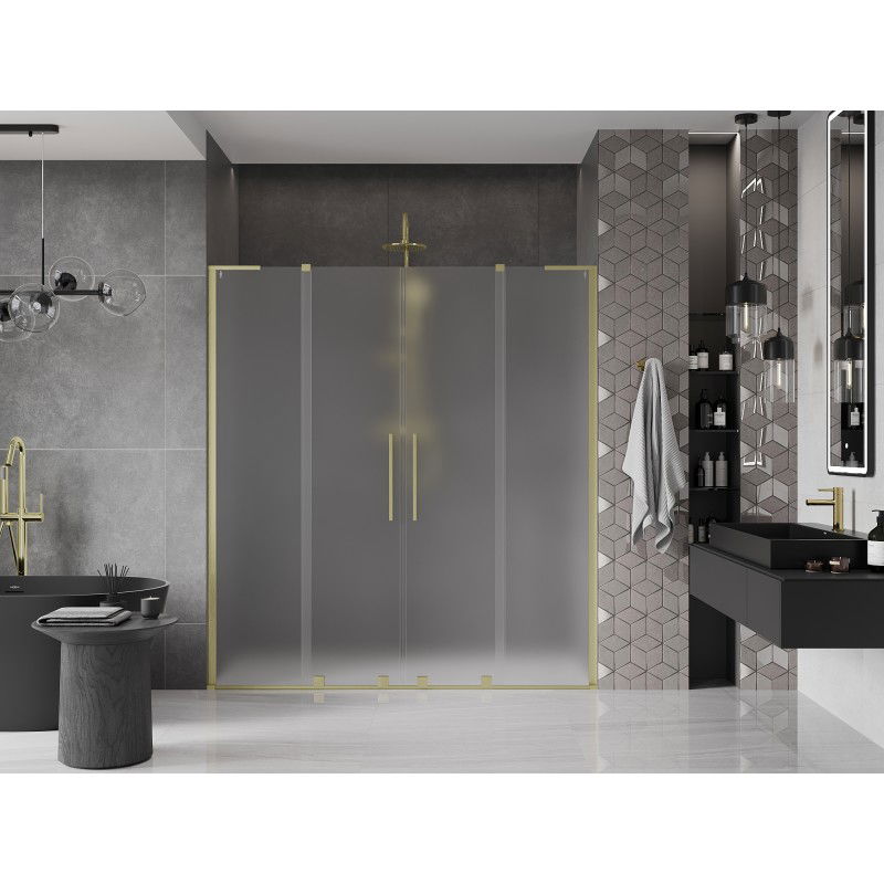 Mexen Velar L Duo porte de douche coulissante 200 cm, dépoli, doré brossé - 871-200-003-32-55