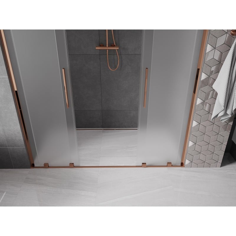 Mexen Velar L Duo porte de douche coulissante 180 cm, givré, or rose - 871-180-003-32-60