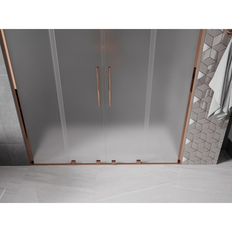 Mexen Velar L Duo porte de douche coulissante 180 cm, givré, or rose - 871-180-003-32-60