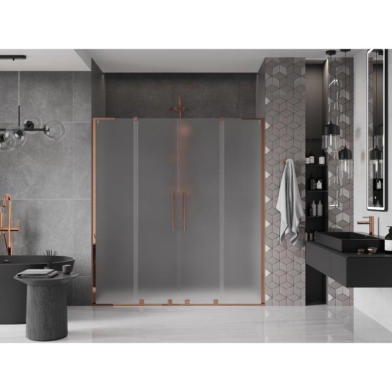 Mexen Velar L Duo porte de douche coulissante 180 cm, givré, or rose - 871-180-003-32-60