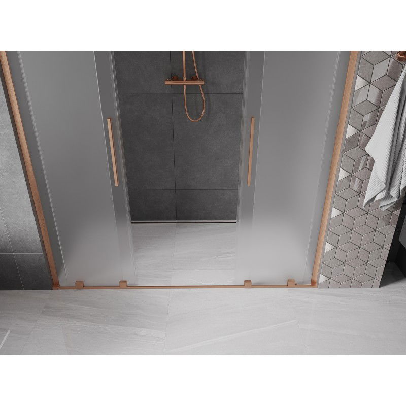 Mexen Velar L Duo porte de douche coulissante 170 cm, dépoli, cuivre brossé - 871-170-003-32-65