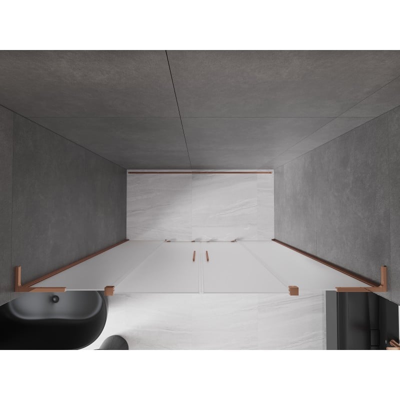 Mexen Velar L Duo porte de douche coulissante 180 cm, givré, or rose - 871-180-003-32-60