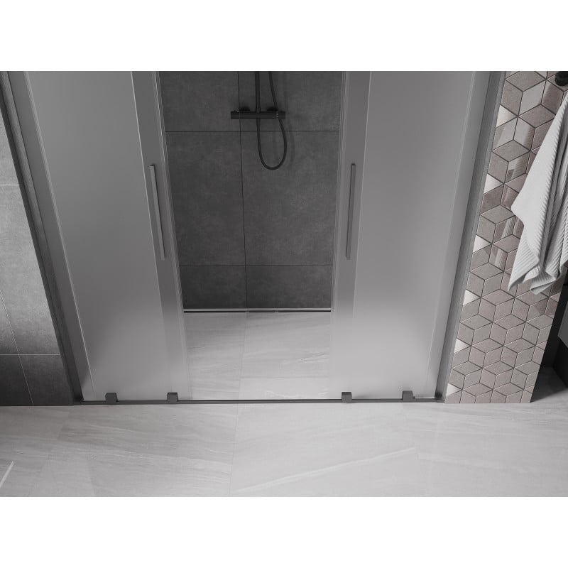 Mexen Velar L Duo porte de douche coulissantes 200 cm, givré, gris canon brossé - 871-200-003-32-66