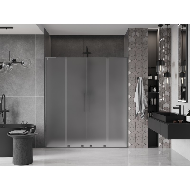 Mexen Velar L Duo porte de douche coulissantes 200 cm, givré, gris canon brossé - 871-200-003-32-66