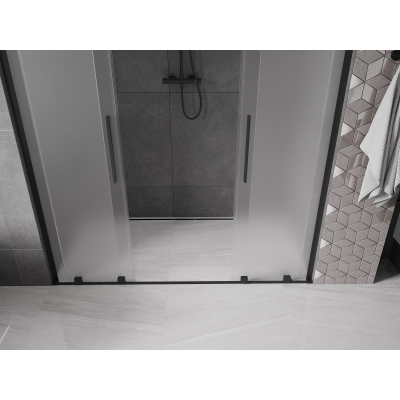 Mexen Velar L Duo porte de douche coulissante 200 cm, givrée, noire - 871-200-003-32-70