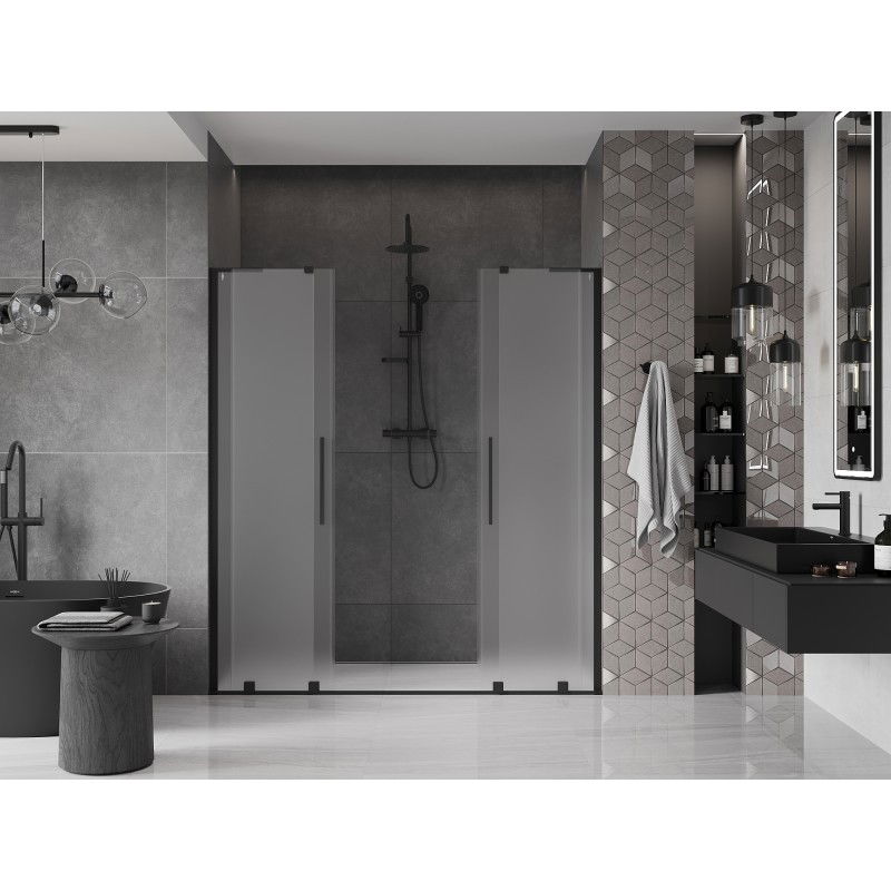 Mexen Velar L Duo porte de douche coulissante 170 cm, givré, noir - 871-170-003-32-70