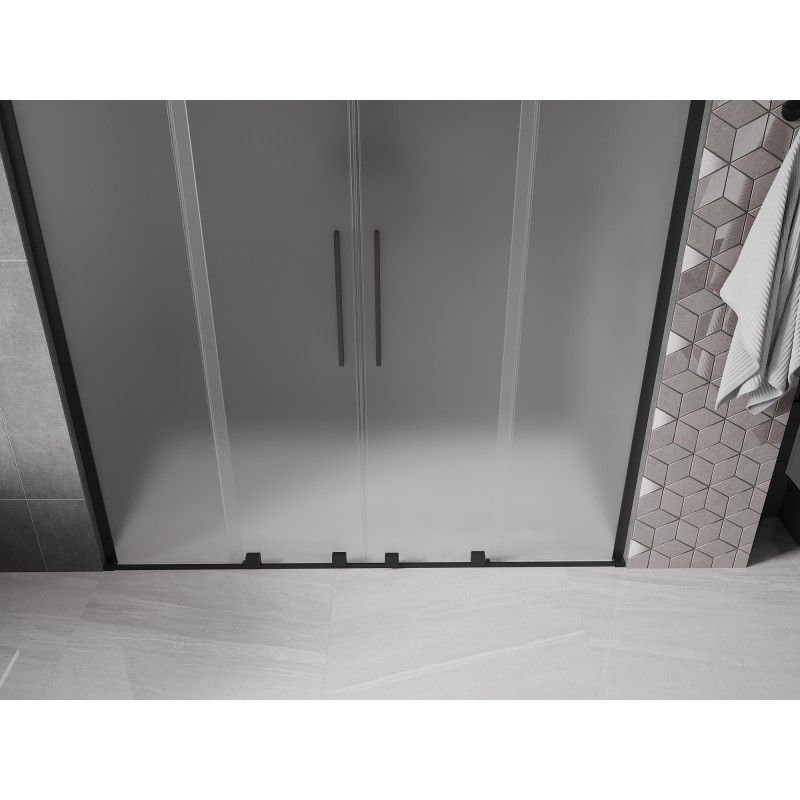 Mexen Velar L Duo porte de douche coulissante 200 cm, givrée, noire - 871-200-003-32-70