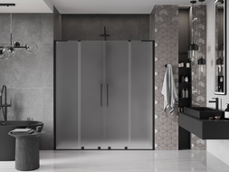 Porte de douche coulissante Mexen Velar L Duo 180 cm, givrée, noire - 871-180-003-32-70
